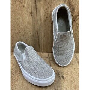 VANS Classic Slip-On (Woven Check) Skate Shoe Size Men's 7.0 Women's 8.5 White